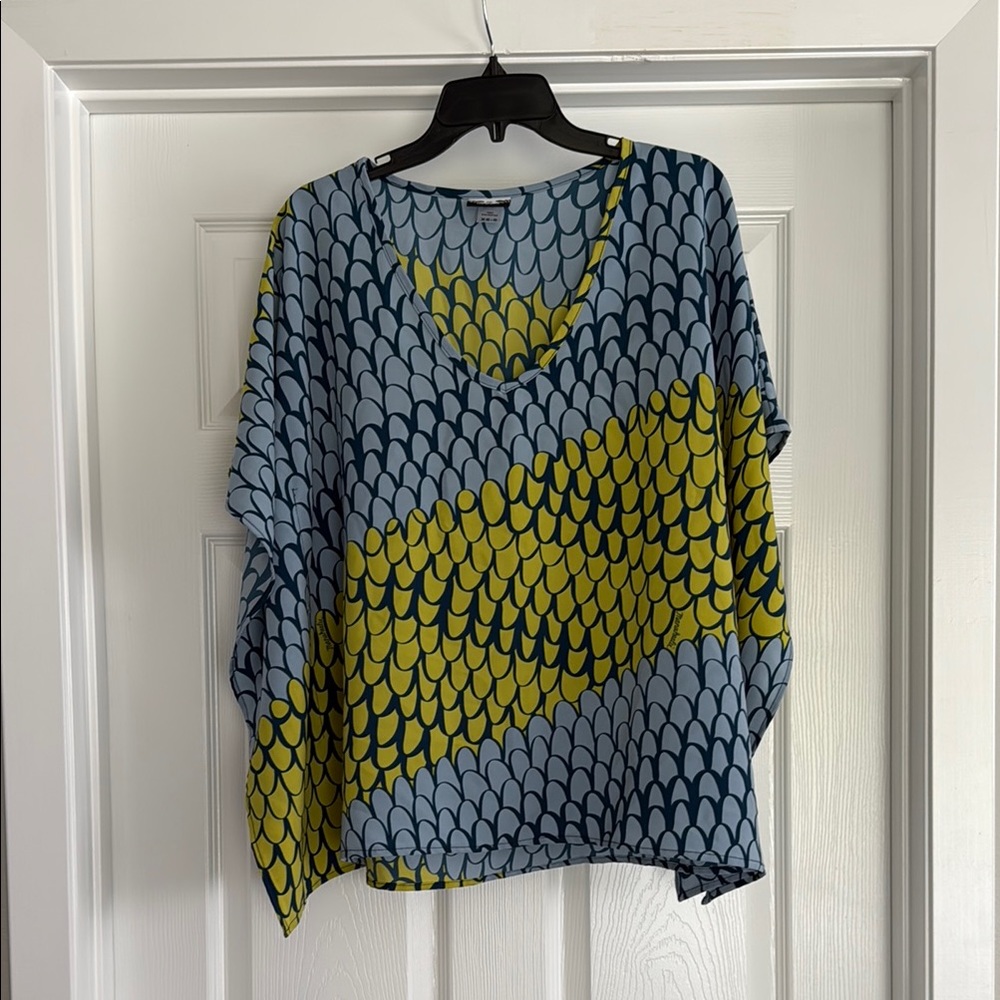 Blue and Yellow Patterned Top